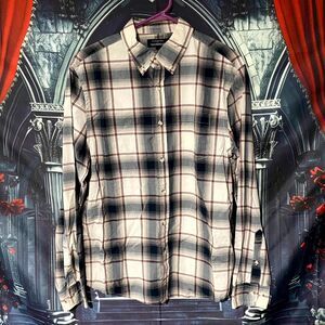 Banana Republic Button-Down Shirt Men's M Black Plaid Slim Fit Casual Outdoor